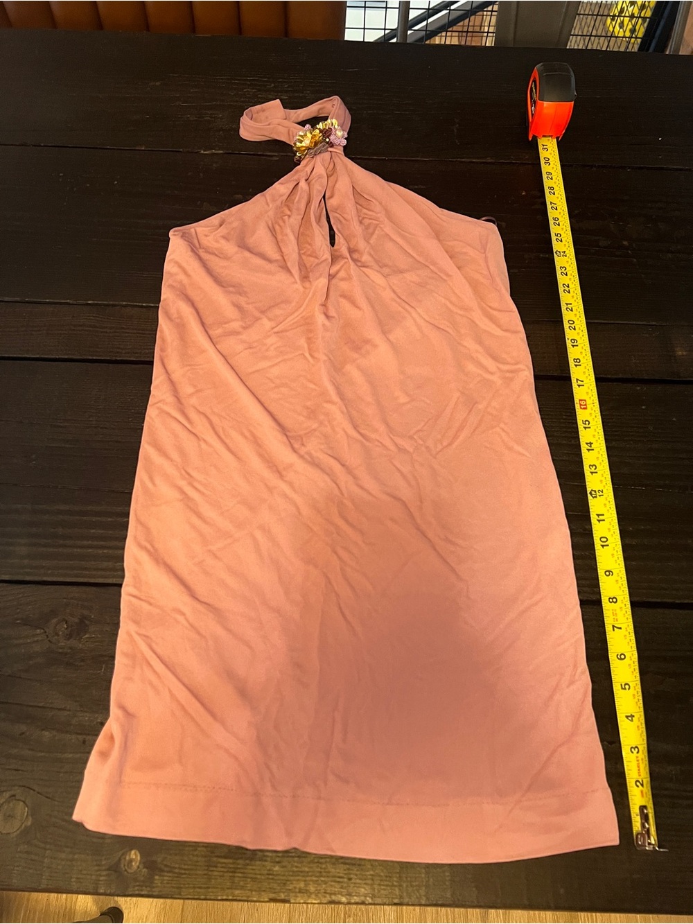 Gucci Rose Pink Halter Bandeau with Rhinestone Accent